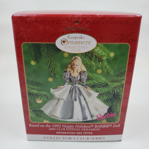 Based on the 1992 Happy Holidays Barbie Doll, 2000 Club Edition Ornament, Hallmark Keepsake Ornament Collectors Club