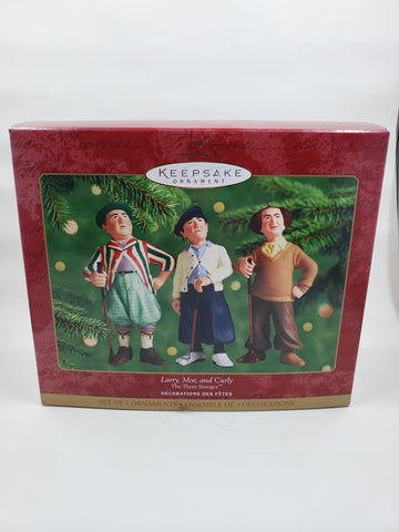 Larry, Moe and Curly Golfers -The Three Stooges, Hallmark Keepsake Ornament set of 3 Ornaments dated 2000