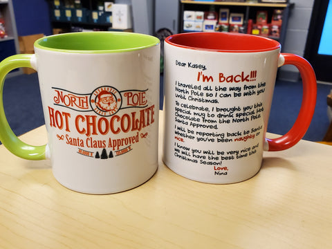 11 oz. PERSONALIZED HOT CHOCOLATE MUGS, GIFT FROM HOLIDAY ELF - PRE-ORDER