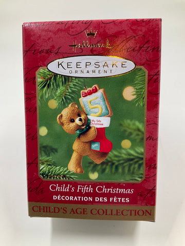 Child’s Fifth Christmas, Child’s Age Collection, Hallmark Keepsake Ornament dated 2001