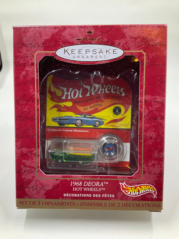 1968 Debora, Hot Wheels, Hallmark Keepsake Ornament dated 2000, set of 2 ornaments