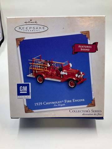 1929 Chevrolet Fire Engine, Fire Brigade, Features Sound, Hallmark Keepsake Ornament Collector’s Series dated 2003