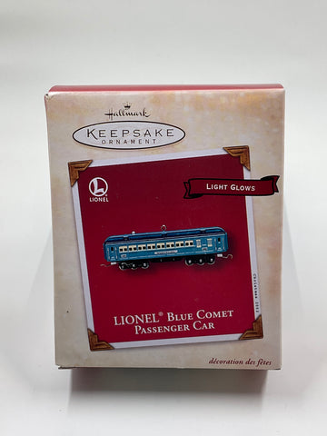 Lionel Blue Comet Passenger Car, light glows, Hallmark Keepsake Ornament dated 2002